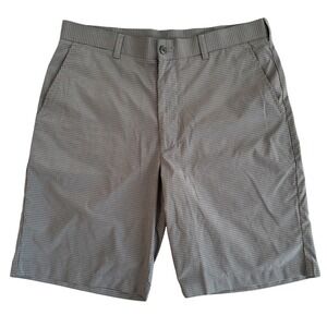 Ben Hogan‎ 32x9.5 Gray Micro Gingham Flat Front Men's Performance Golf Shorts